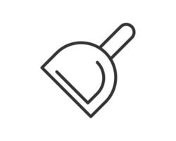 Minimalist outline icon of a dustpan, symbolizing cleanliness and organization. Suitable for cleaning services, DIY projects, household chores, and general hygiene themes. graphic. vector