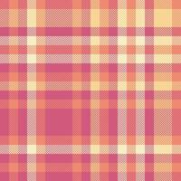 Warm plaid pattern with pink, orange, and cream hues. Versatile for textile design, backgrounds, and creative projects needing a cozy, textured feel. vector