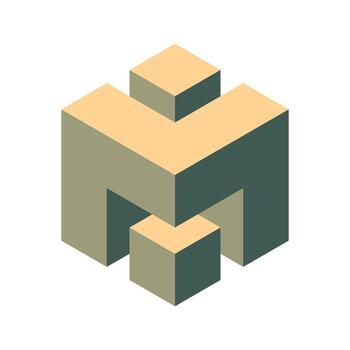 Abstract isometric illustration of interconnected cubes. Neutral earth tones create a minimalist, modern aesthetic. Perfect for concepts of collaboration, connection, or growth. vector