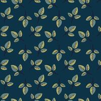 Elegant teal and olive green leaf pattern. Seamless repeat design perfect for textile prints, wallpaper, or website backgrounds. Evokes nature, serenity, and growth. vector