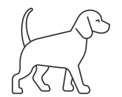 Simple line drawing of a dog. Perfect for logos, icons, or designs needing a clean, minimalist aesthetic. Represents pets, loyalty, companionship, simplicity. vector