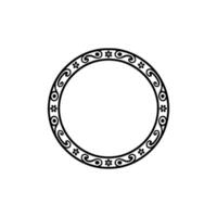 Decorative Black Circular Frame on White Background, Minimalist vector