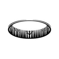 Forest in a Circle Minimalist Black and White vector