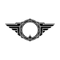 Art Deco Emblem Wings Geometric Circle vector