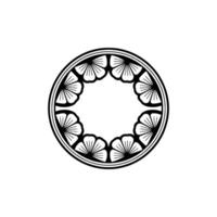 Circular Floral Pattern in Black on White Background vector