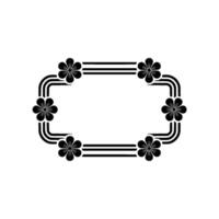 Retro Floral Frame, Black and White, Minimalist vector