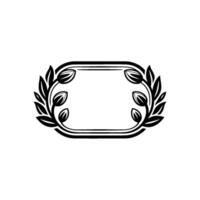 Black White Floral Frame , Minimalist Decorative vector