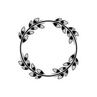 Elegant Leafy Circle Frame, Botanical on White vector