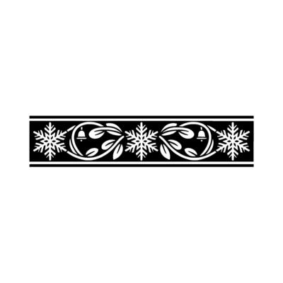 Elegant Winter Border Snowflakes, Bells, and Leaves. Illustration