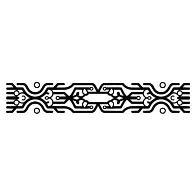 Abstract Tech Circuit Border, Black Lines on White, Decorative