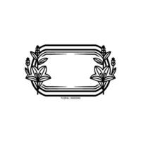 Elegant Floral Frame , Black and White with Lilies vector