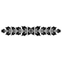 Elegant Black Holly Border, on White Background vector