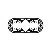 Minimalist Botanical Oval Frame, Black and White vector