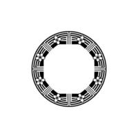 Geometric Floral Frame - Monochrome Circular on White vector
