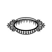 Decorative Black Oval Frame on White Background, Minimalist vector