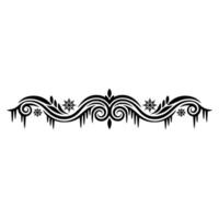 Winter Frost Ornament Black Swirls, Snowflakes, and Icicles vector