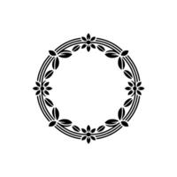 Minimalist Floral Wreath - Black and White, Elegant Element vector
