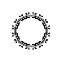 Elegant Circular Frame with Leaf Accents - Minimalist vector