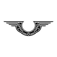 Art Deco Winged Emblem, Minimalist Black and White vector