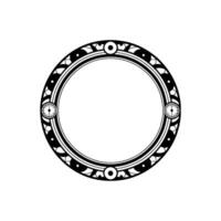 Decorative Art Deco Circle Frame with Clocks - Black and White vector