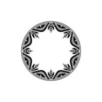 Minimalist Circular Leaf Pattern Frame, Black and White , Decorative vector
