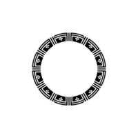 Minimalist Circular Geometric Black and White Ornament vector
