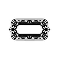 Elegant Floral Frame , Black on White, Element vector