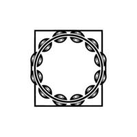 Black White Floral Wreath , Square Frame, Minimalist Style vector