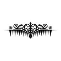 Winter Frost Ornament Black Icicle Border Element vector