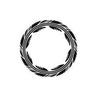 Elegant Feather Wreath in Black on Gray, Decorative Circular Frame vector