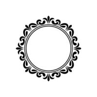 Elegant Black Floral Circle Frame on White- Background vector