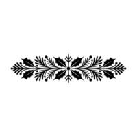 Black Holly Border on White, Elegant Christmas Element vector