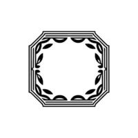 Elegant Black and White Octagon Frame with Leaf Accents vector