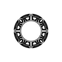 Tribal Circle Frame Bold Black on White Background vector