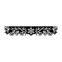 Minimalist Christmas Border Snowflake, Berries, Pine Leaves, White Background vector