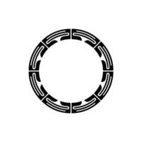 Modern Geometric Circular Ornament, Abstract Tribal on White vector