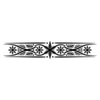 Decorative Winter Border Snowflake and Leafy Flourish, Black and White vector