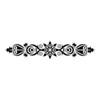 Elegant Black Ornamental Border with Snowflake Element on White Background vector
