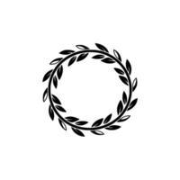Elegant Black Leaf Wreath Circle on Beige Background vector