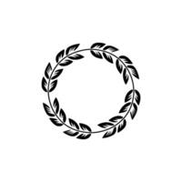 Minimalist Laurel Wreath Illustration, Black Leaves on Light Gray Background vector