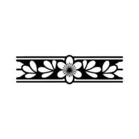 Geometric Floral Border Black and White, Decorative Element vector