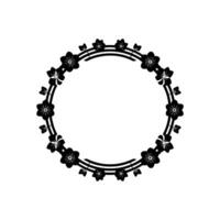 Minimalist Floral Circle Frame in Black on Cream, Elegant vector