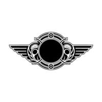 Art Deco Winged Badge, Black and White, Minimalist Emblem vector