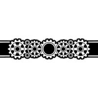 Mechanical Gears Border Minimalist Black and White Illustration for Technology vector