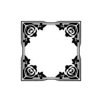 Art Deco Floral Frame Illustration - Black and White vector