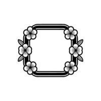 Floral Frame Illustration, Black and White, Geometric Element vector