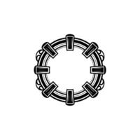 Art Deco Circular Element Black White, Minimalist, Geometric vector