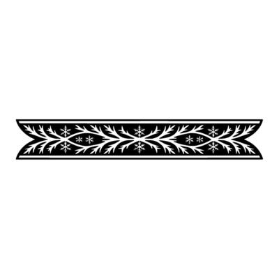 Ornamental Winter Ribbon with Snowflakes, Black White, Minimalist