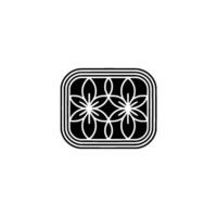 Geometric Floral in Black and White with Rounded Corners vector