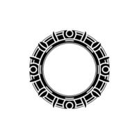 Art Deco Circular Frame, Black White Ornament, Minimalist vector